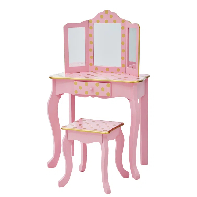 Teamson Kids Gisele Wooden Polka Dot 2-pc. Play Vanity for Accessories