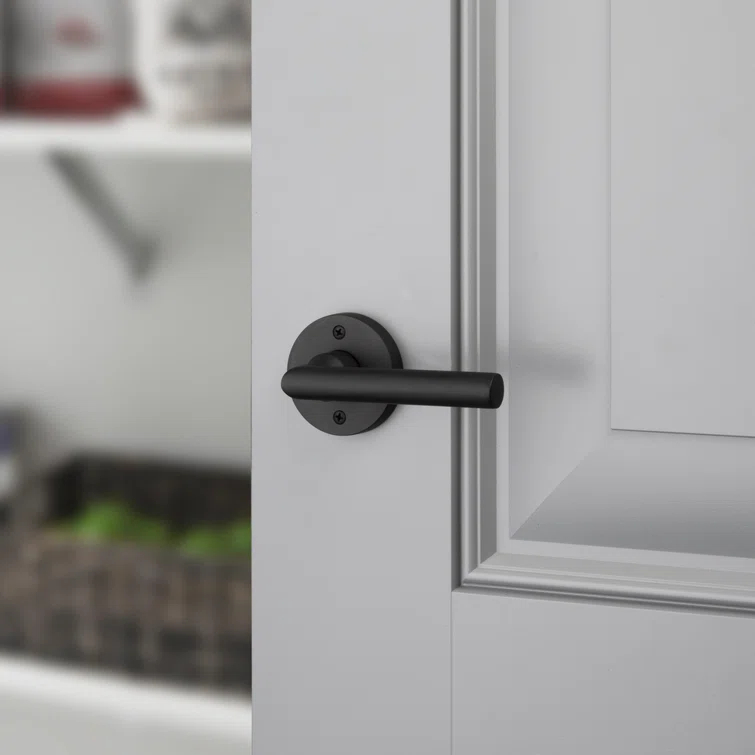 Satin Black Solid Brass Contemporary Round Lever Handle