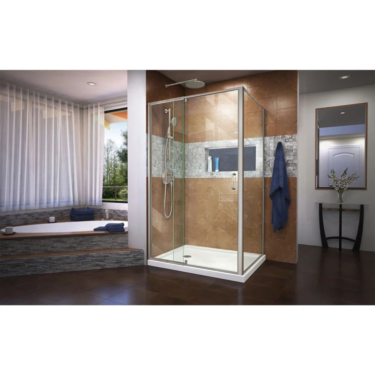 DreamLine Flex 36 in. D x 48 in. W x 74 3/4 in. H Semi-Frameless Shower Enclosure