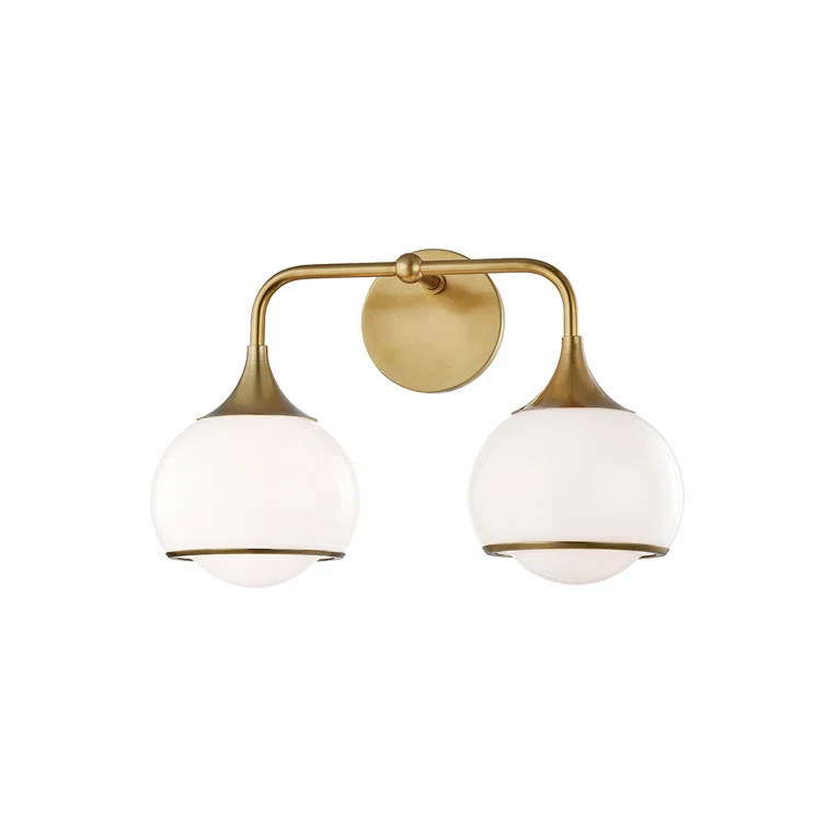 H281302-AGB-Mitzi-Reese-2-Light Wall Sconce in Style-16.75 Inches Wide by 11.25 Inches High-Aged Brass Finish