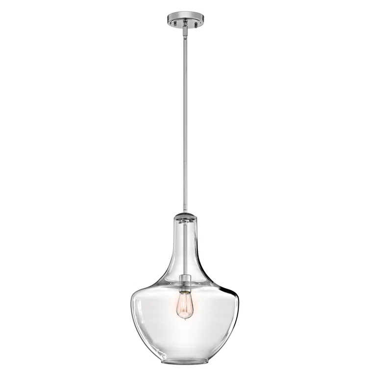 1 - Light Brushed Nickel Teardrop Pendant