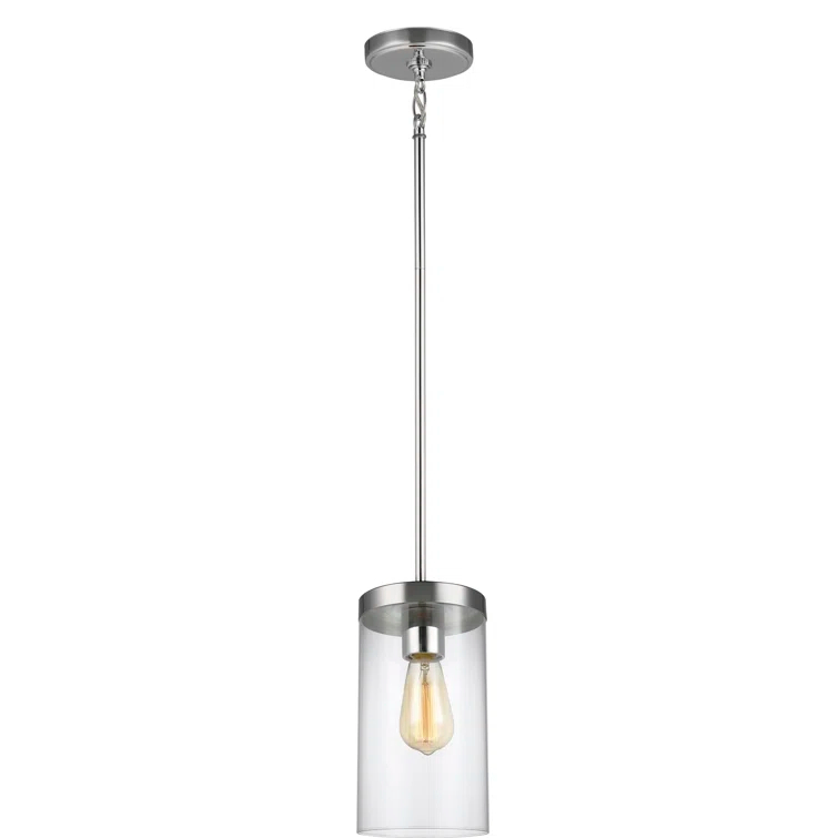 Zire Minimalist Chrome 10'' Glass Pendant Light with LED