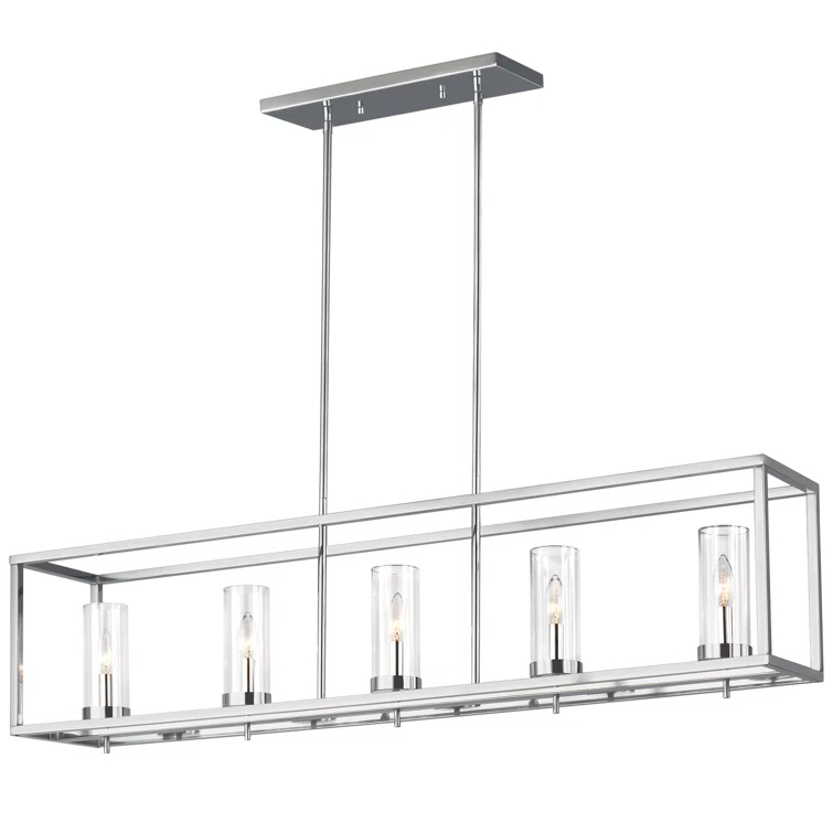 Generation Lighting Zire 5 -Light Chrome Modern/contemporary Clear glass Linear Large Hanging Kitchen island light