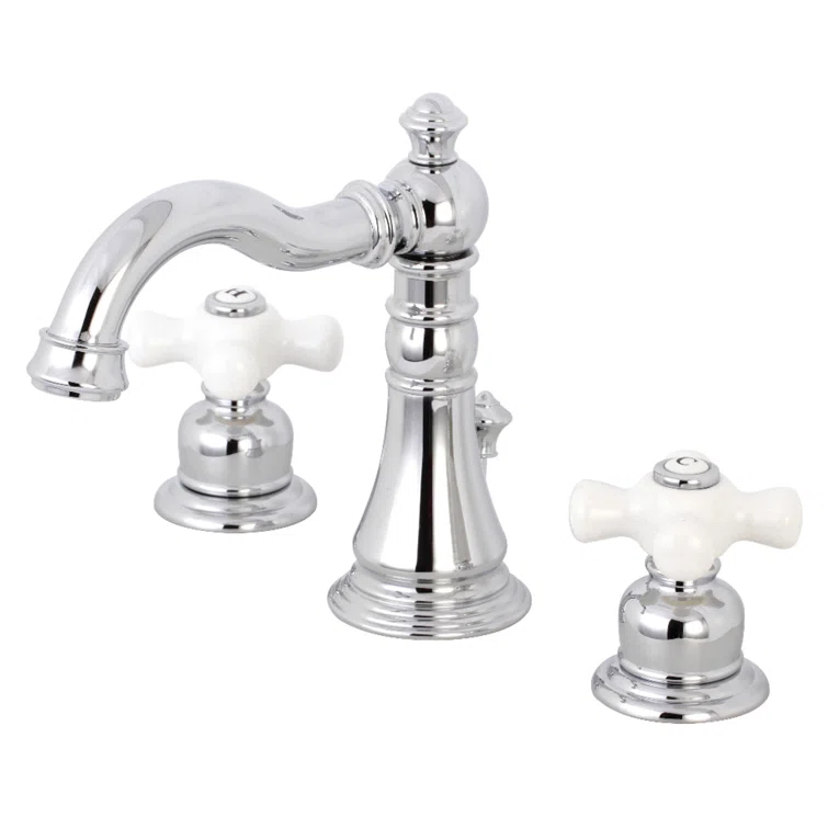 Kingston Brass FSC1971PX Kingston Brass American Classic Two-Handle 3-Hole Deck Mount Widespread Bathroom Faucet with Pop-Up Drain