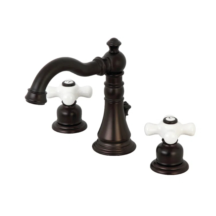Kingston Brass FSC1975PX Kingston Brass American Classic Two-Handle 3-Hole Deck Mount Widespread Bathroom Faucet with Pop-Up Drain
