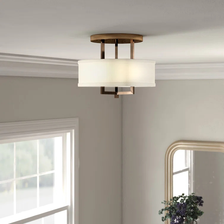 Hampton 3 - Light Shaded Drum Semi Flush Mount