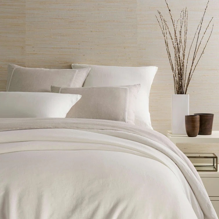 Ivory Twin Linen Duvet Cover with Matching Sham