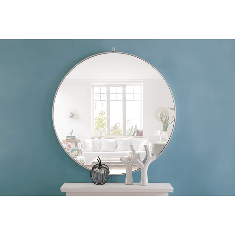 Cassie Metal/Manufactured Wood Round Wall Mirror