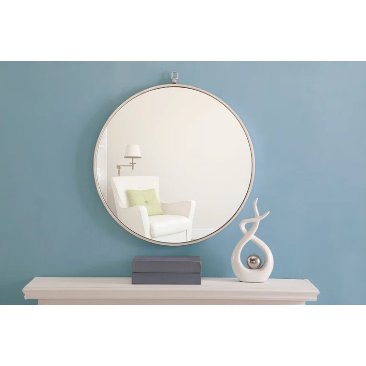 Cassie Metal/Manufactured Wood Round Wall Mirror