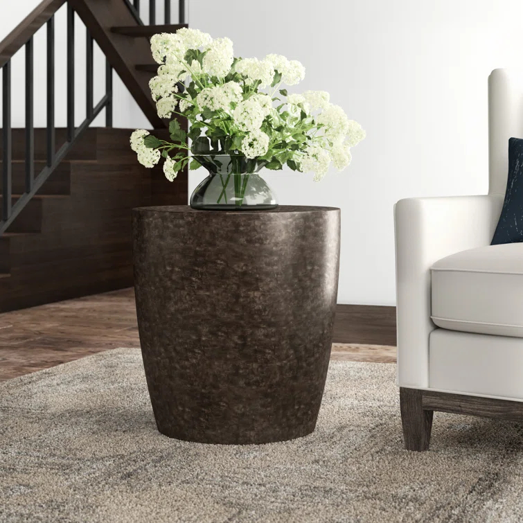 Antique Bronze Round Metal Side Table