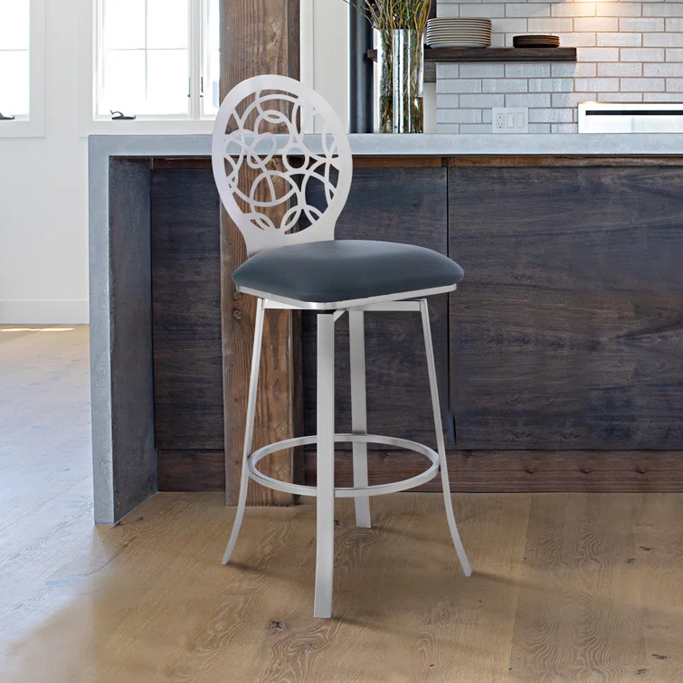 Swivel Upholstered Counter Stool with Metal Frame
