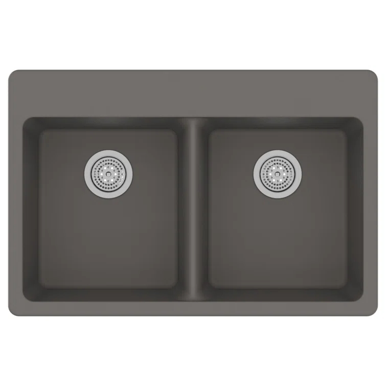 Granite 33" L x 22" W Double Bowl Dual Mount Kitchen Sink