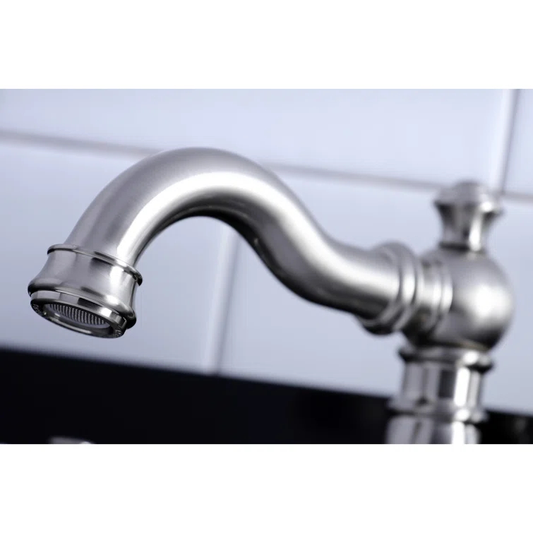 Kingston Brass American Classic Two-Handle 3-Hole Deck Mount Widespread Bathroom Faucet with Pop-Up Drain