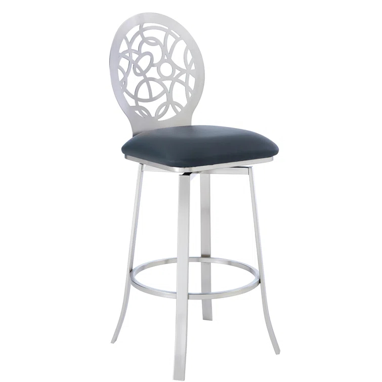 Swivel Upholstered Counter Stool with Metal Frame