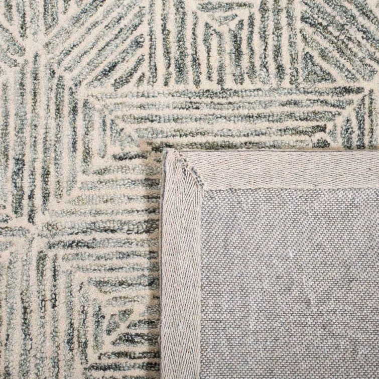 Handmade Light Green Wool and Viscose 6' x 9' Abstract Area Rug