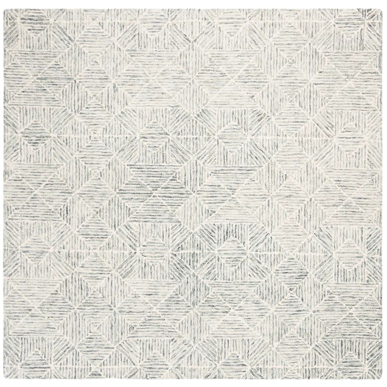 SAFAVIEH Abstract Brock Geometric Area Rug, Green/Ivory, 6' x 6' Square