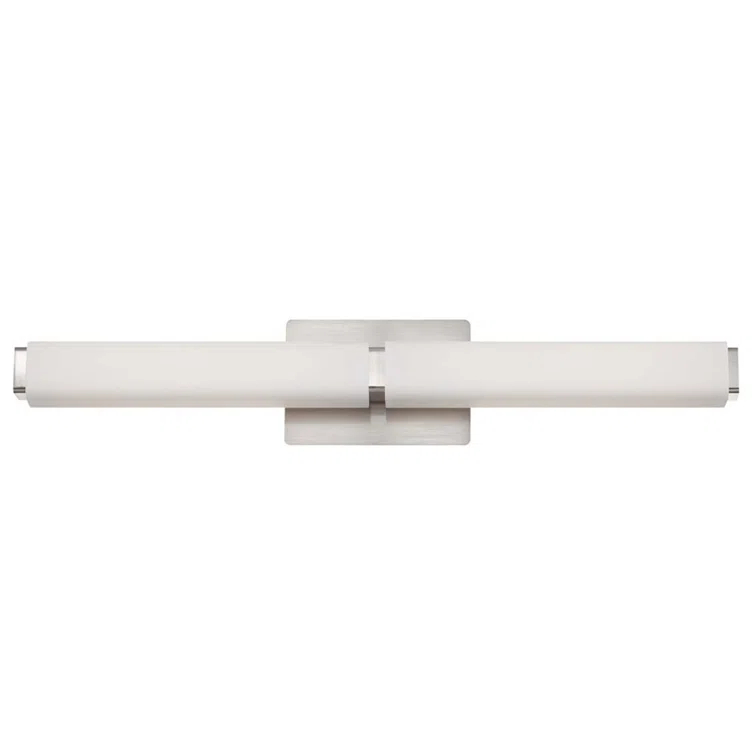 Sleek Brushed Nickel LED Vanity Light with Etched Opal Glass
