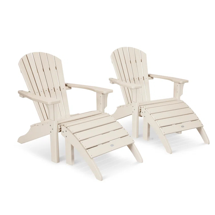 Seashell Adirondack Set with Ottomans