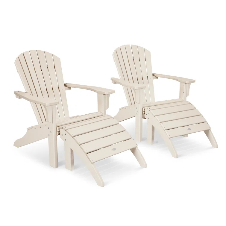 Seashell Adirondack Set with Ottomans
