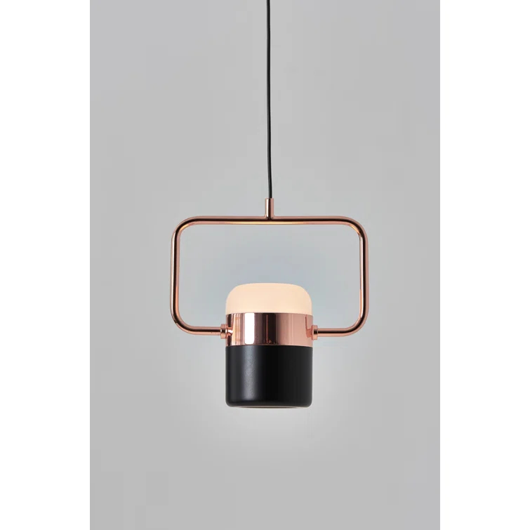 Ling Matte Black LED Glass Pendant Light - 7" W x 4.5" H