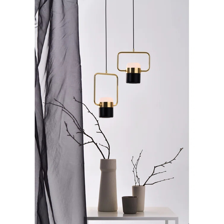 Ling Matte Black LED Glass Pendant Light - 7" W x 4.5" H