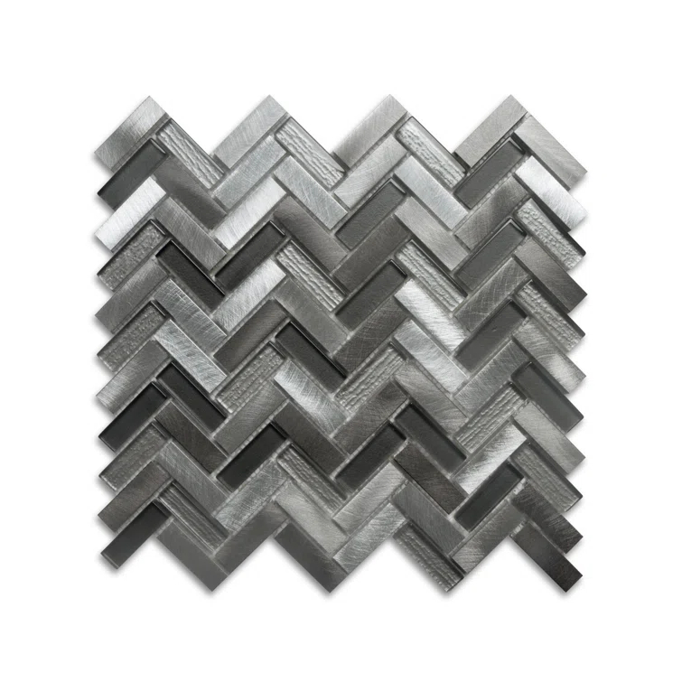 Twilight Series 0.5" x 2" Straight Edge Metal and Glass Mosaic Tile