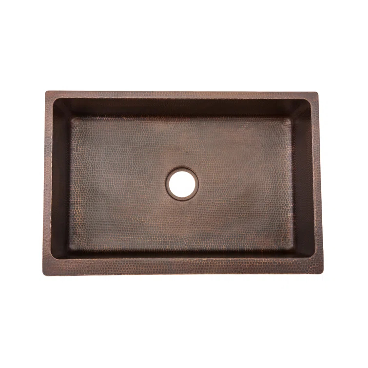 33" Hammered Copper Apron Front Single Basin Kitchen Sink