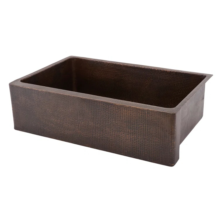 33" Hammered Copper Apron Front Single Basin Kitchen Sink