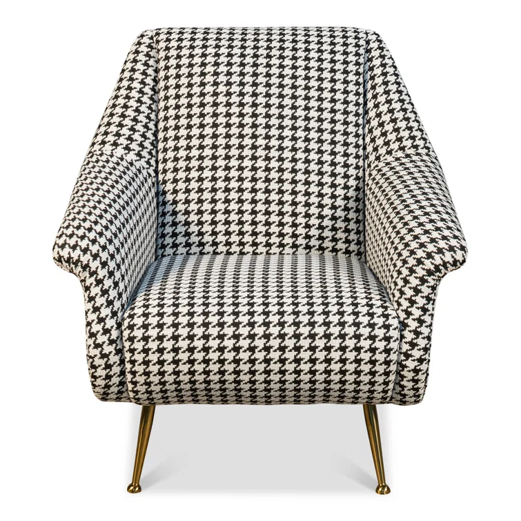 Ziegfeld 32'' Black Linen and Gold-Tone Modern Armchair