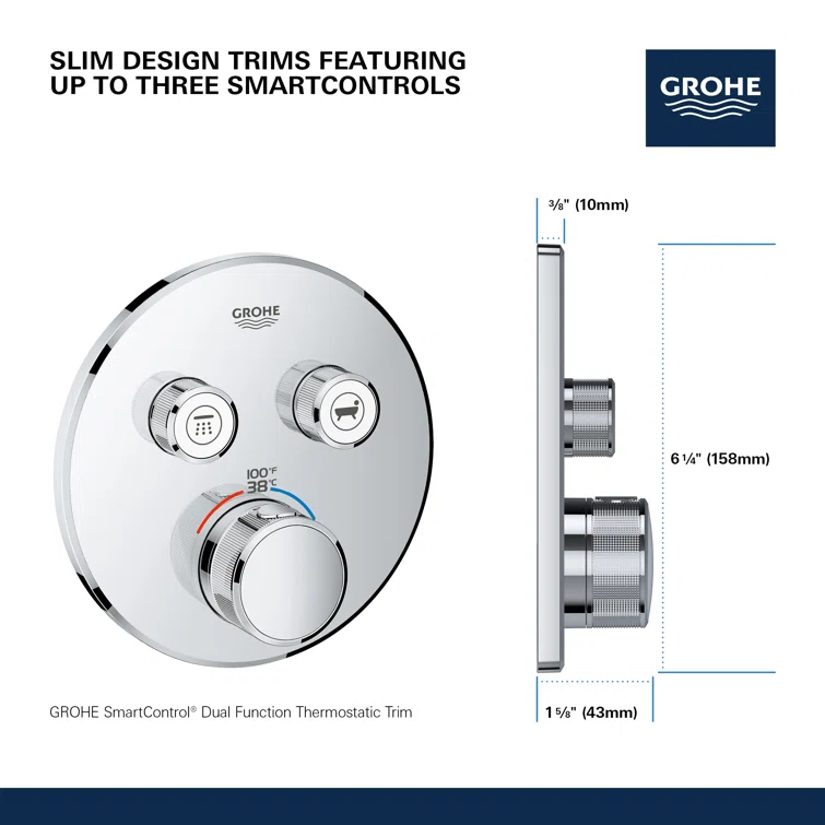 GROHE Grohtherm SmartControl Dual-Function Shower Thermostatic Valve Trim