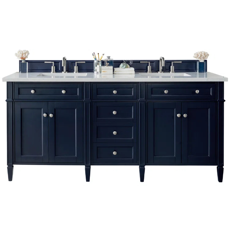 Victory Blue 72'' Double Vanity with Solid Surface Sink