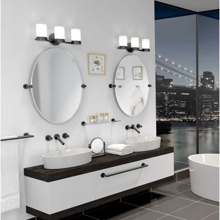 Glam Modern & Contemporary Bathroom Vanity | 26.50"H Frameless Oval Mirror