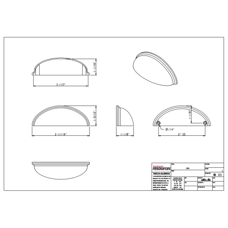 Florence 3" Center to Center Cup/Bin Pull