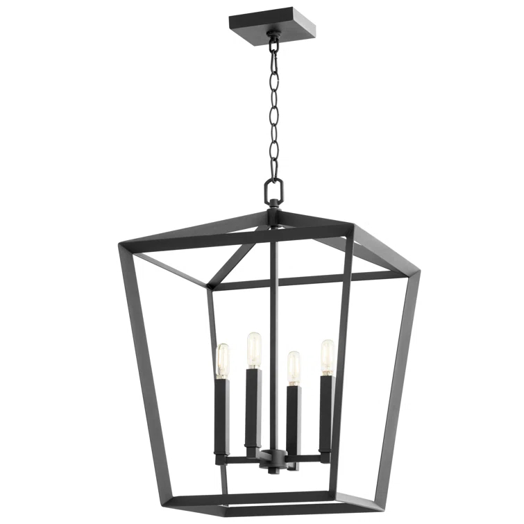 Hyperion 4 - Light Iron Lantern Geometric Chandelier