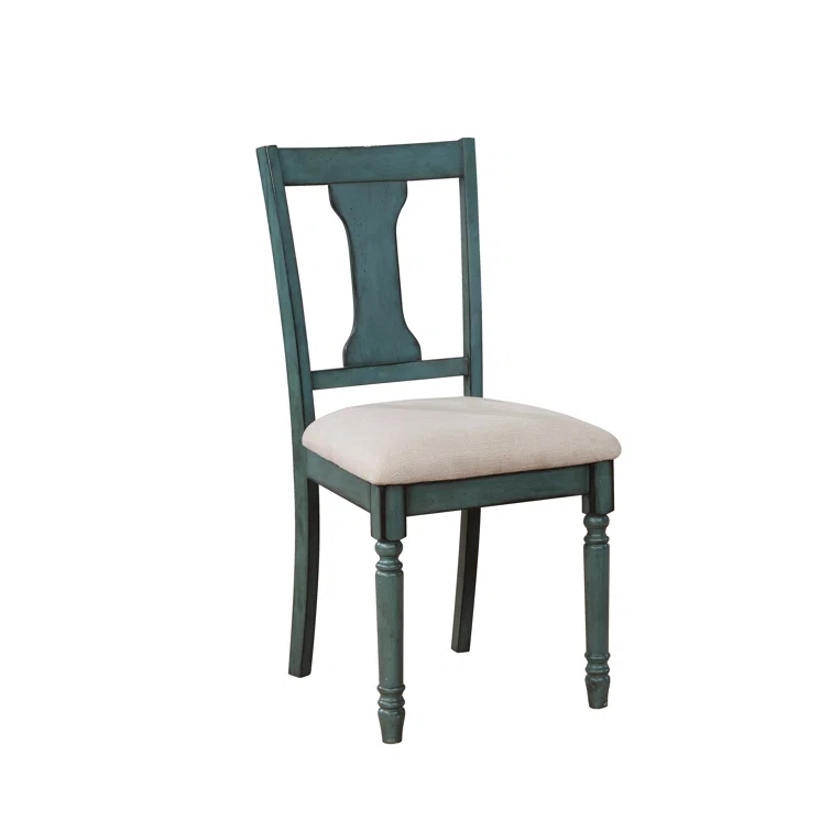Willow Slat Back Turned Leg Upholstered Side Chair