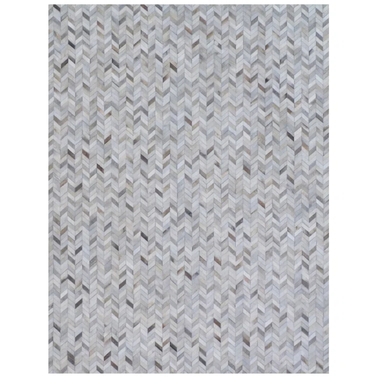 Mosaic Leather Cowhide Chevron Rug