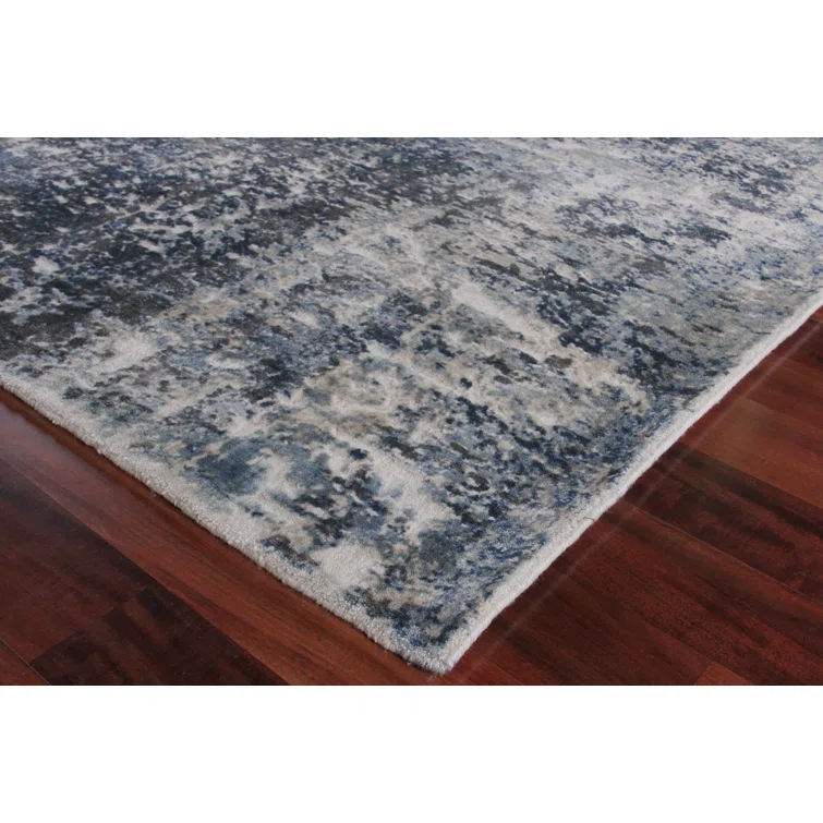 Reflections Abstract Hand-Loomed Blue/Ivory Area Rug