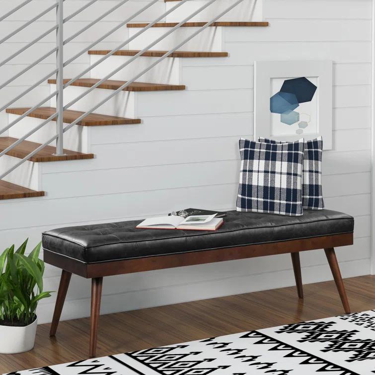 Athan Full-Grain Italian Genuine Leather Bench
