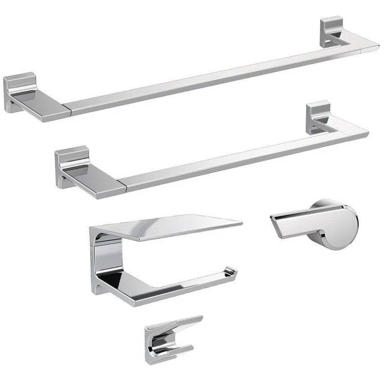 Pivotal Wall Mount Single Post Toilet Paper Holder with Shelf Bath Hardware Accessory
