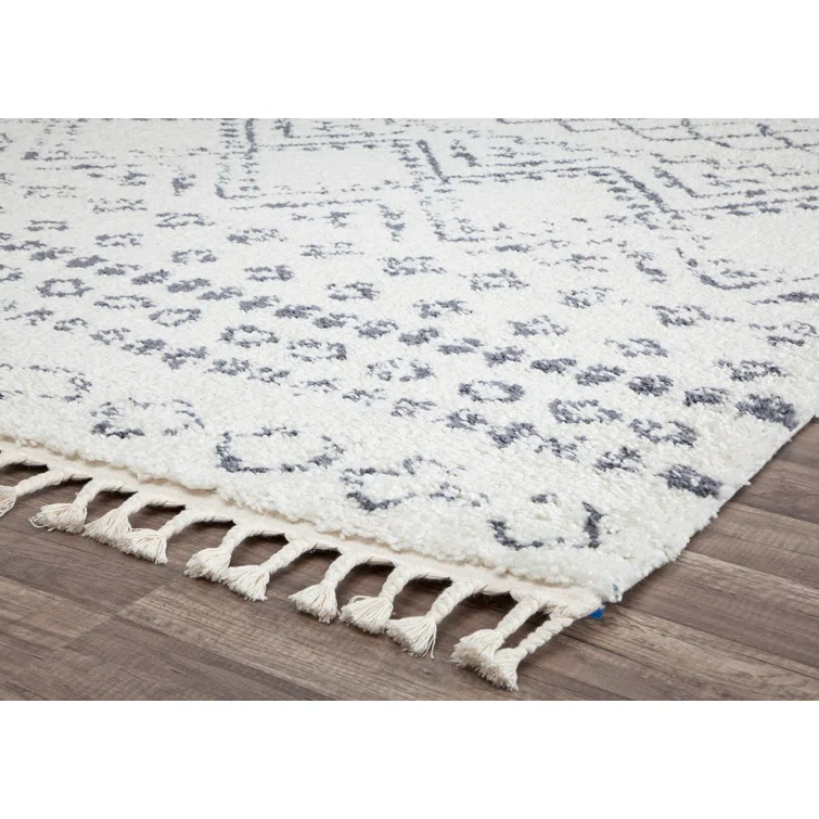 Silla Mason Shag Tribal Shadow Gray Area Rug