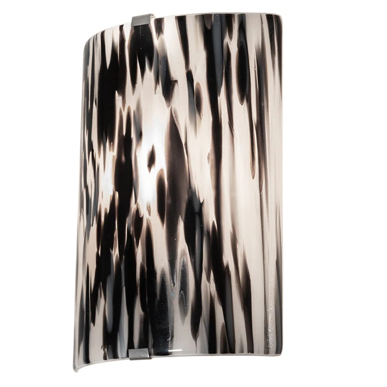 Black Nickel Contemporary Wall Sconce with Art Glass Shade