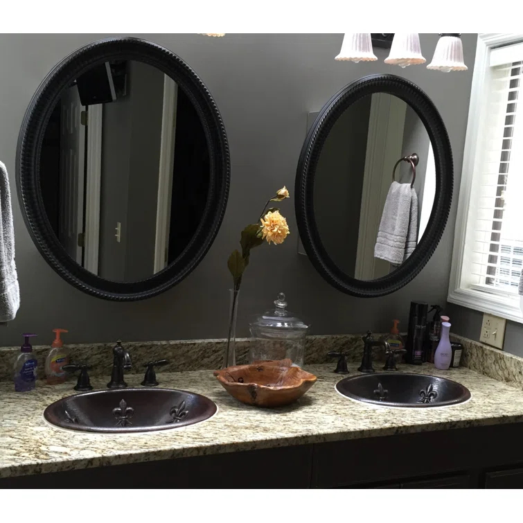 19" Oval Copper Bathroom Sink in the Fleur de lis Design