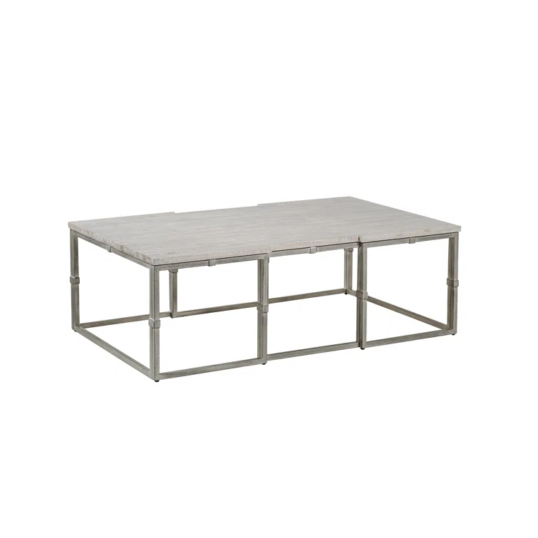 Gray Rectangular Wood and Metal Coffee Table
