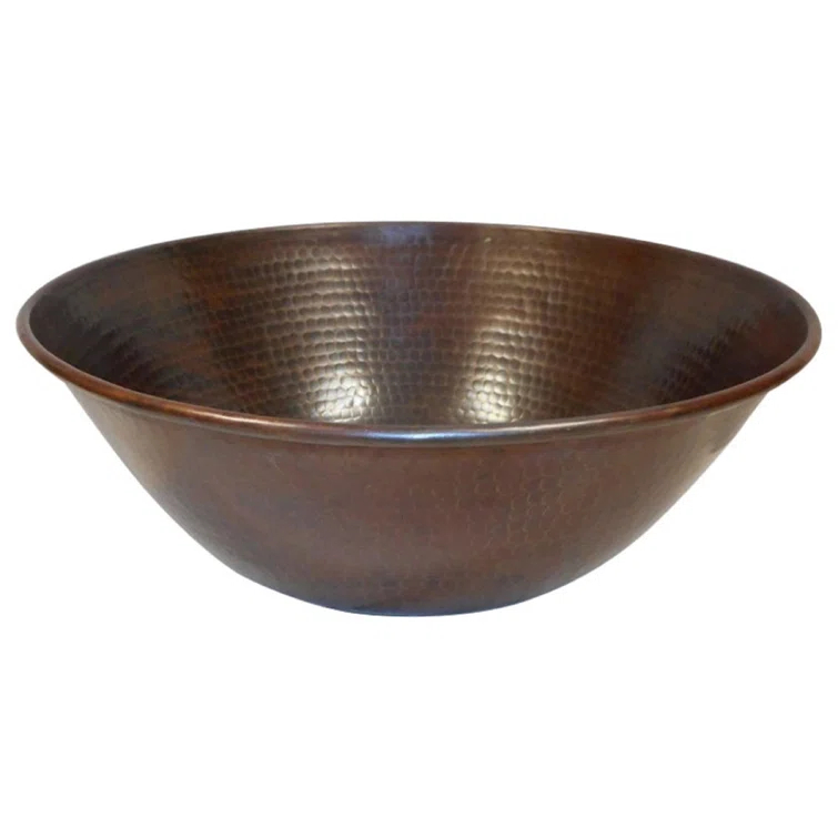14"Round Copper Vessel Bathroom Sink