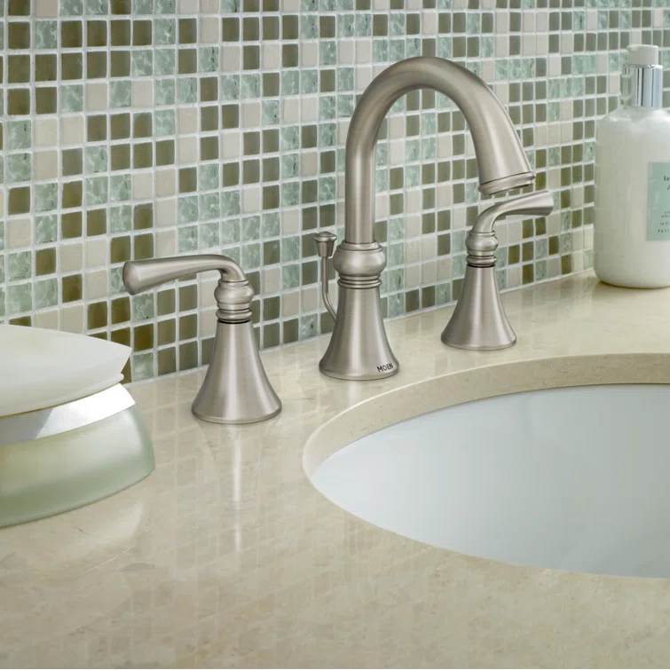 Moen Wetherly High-Arc Widespread Bathroom Faucet with Drain Assembly