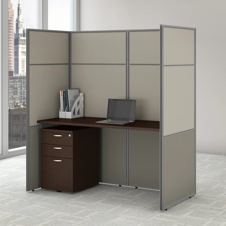 Easy Office Rectangle 1 Person Cubicle with Cable Management