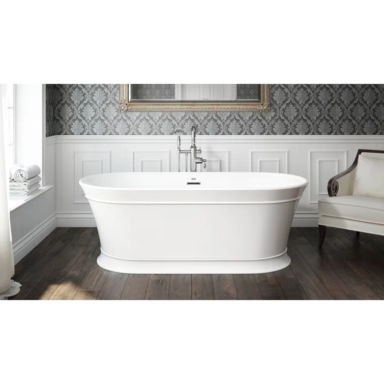 Serafina® 59" x 32" Freestanding Soaking Acrylic Bathtub with Faucet