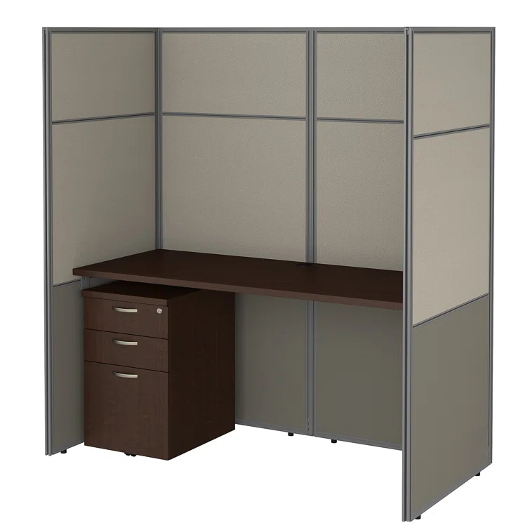 Easy Office Rectangle 1 Person Cubicle with Cable Management