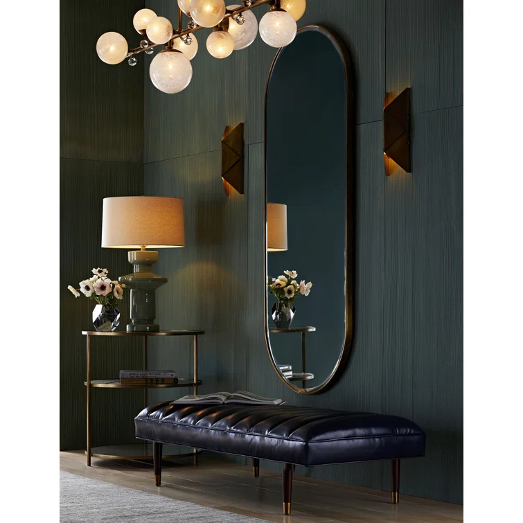 Vaquero Chic Full-Length Bronze and Gold Wood-Leather Mirror