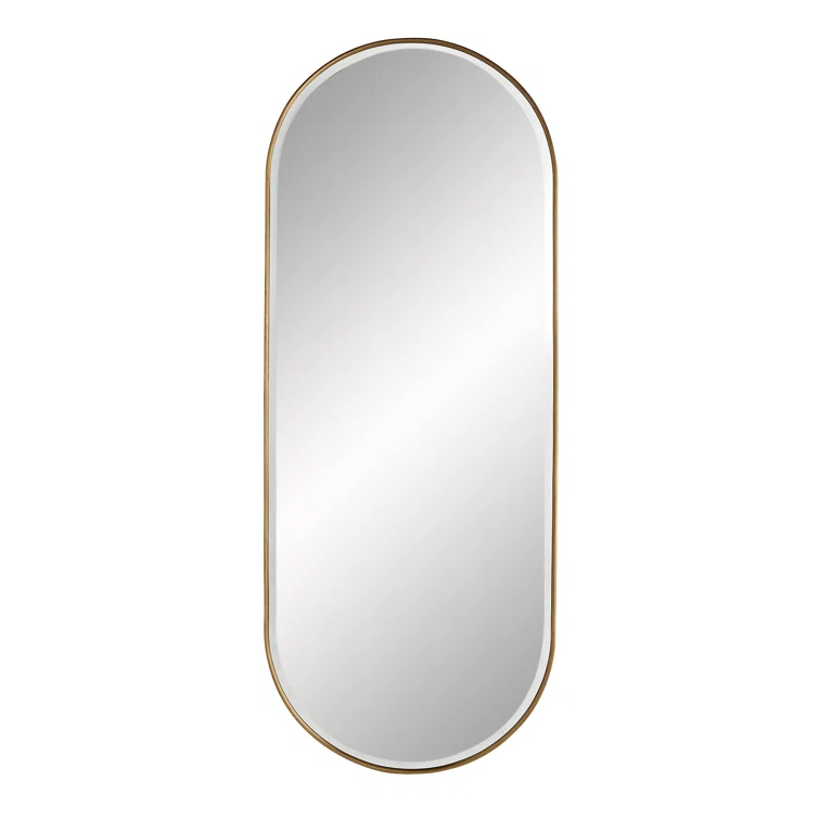 Vaquero Chic Full-Length Bronze and Gold Wood-Leather Mirror